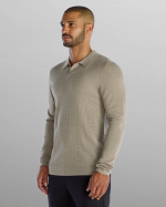 Textured Knit Long Sleeve Polo - Image 2