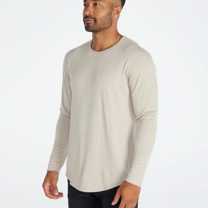 Ribbed Long Sleeve Drop-Cut