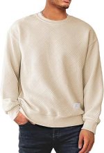 Men Men's Crewneck Sweatshirts Soild Color Geometric Texture Long Sleeve Casual Pullover Shirt