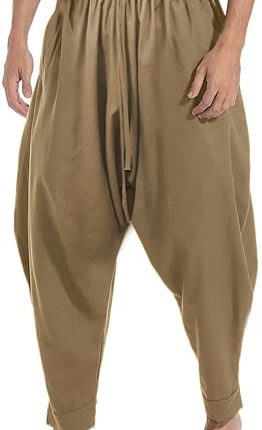 Men's Drawstring Aladdin Hippie Harem Pants Loose Drop Crotch Trousers