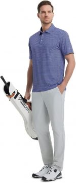 Mens Golf Shirt Short Sleeve Dry Fit Print Moisture Wicking Performance Patterns Collared Polo Shirt - Image 3