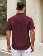 Mens Short Sleeve Casual Button Down Shirts Summer Untucked Dress Shirts with Pocket - Image 4