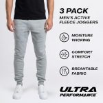 Ultra Performance 3 Pack Fleece Active Tech Joggers for Men, Mens Sweatpants with Zipper Pockets - Image 3