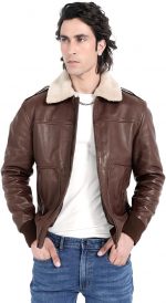 Men's Leather Bomber Aviator Jacket – Top Grain New Zealand Lambskin Leather with Diamond Quilted Lining - Image 4