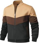 Mens Lightweight Jacket Casual Bomber Jacket Color Block Varsity Coat