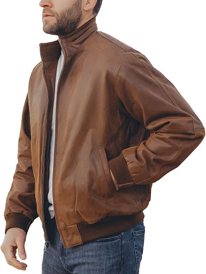 610+UpPTqGL._AC_SY550_ Men's Real Leather Bomber Casual Jacket - Image 1