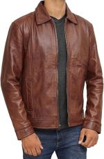 Decrum Vintage Style Mens Leather Jacket - Real Lambskin Classic Shirt Collar Leather Jackets for Men - Image 5