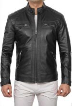 Men's Black Genuine Lambskin Leather Biker Jacket VINTAGE REAL MOTORCYCLE JACKETS FOR MEN - Image 3