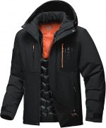 Men's Thermal Waterproof Windproof Jacket Hooded Insulated, Lightweight Winter Snow Coat with Multiple Pockets