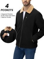 Men's Winter Jacket Thick Sherpa Fleece Lined Cotton Full Zip Warm Cargo Zipper Pockets Trucker Work Thermal - Image 3