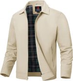 Mens Lightweight Jackets Light Windbreaker Full Zip Casual Work Jacket Golf Business Fall Track Coat with Pockets