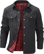 Men's Lightweight Long Sleeved Snap Plaid Western Cowboy Flannel Lined Shirts Jackets
