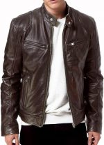 Men's Black Genuine Lambskin Leather Biker Jacket VINTAGE REAL BROWN MOTORCYCLE JACKETS FOR MEN - Image 2