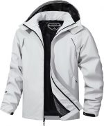 Men's Waterproof Raincoat Windbreaker Lightweight Rain Jacket with Detachable Hood