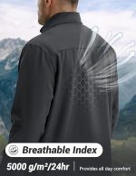 Men's Fleece Lined Softshell Jacket Lightweight Waterproof Windbreaker Zip Up Winter Rain Coat Tactical Hiking - Image 3
