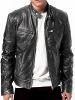 Men's Black Genuine Lambskin Leather Biker Jacket VINTAGE REAL BROWN MOTORCYCLE JACKETS FOR MEN