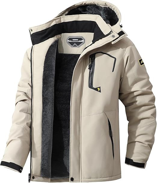 71MTbEF3qRL._AC_SX522_ Men's Waterproof Winter Coat Fleece Lining Ski Jacket Warm Raincoat with Detachable Hooded - Image 1