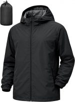 Men's Rain Jacket Windbreaker Waterproof Jacket Raincoat Cycling Running Hiking Gear Hood Lightweight Packable