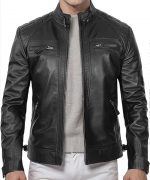 Men's Black Genuine Lambskin Leather Biker Jacket VINTAGE REAL MOTORCYCLE JACKETS FOR MEN - Image 4