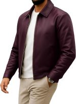 Classic Polo Collar Leather Jacket Men-Work Jackets Turndown Collar Business Casual - Image 5