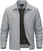 Men's Lightweight Jackets Full Zip Laydown Collar Windbreaker Jacket Casual Golf Light Coat with Pockets