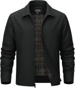 Men's Lightweight Jackets Full Zip Laydown Collar Windbreaker Jacket Casual Golf Light Coat with Pockets