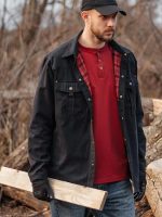 Men's Lightweight Long Sleeved Snap Plaid Western Cowboy Flannel Lined Shirts Jackets - Image 5
