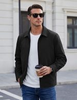 Men's Lightweight Jackets Full Zip Laydown Collar Windbreaker Jacket Casual Golf Light Coat with Pockets - Image 3