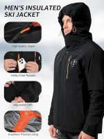 Men's Thermal Waterproof Windproof Jacket Hooded Insulated, Lightweight Winter Snow Coat with Multiple Pockets - Image 3
