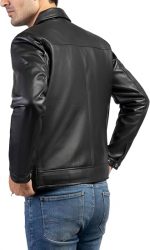 Jild Polo Collar Premium Leather Jacket Men - Old School Classic Style Everyday Wear Real Lambskin Mens Leather Jacket - Image 2