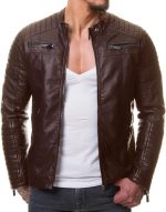 Men's Black REAL Lambskin Leather Biker Jacket VINTAGE GENUINE MOTORCYCLE JACKETS FOR MEN
