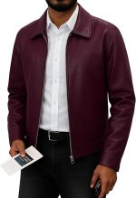 Classic Polo Collar Leather Jacket Men-Work Jackets Turndown Collar Business Casual - Image 3