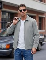 Men's Lightweight Jackets Full Zip Laydown Collar Windbreaker Jacket Casual Golf Light Coat with Pockets - Image 3