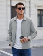 Men's Lightweight Jackets Full Zip Laydown Collar Windbreaker Jacket Casual Golf Light Coat with Pockets - Image 4