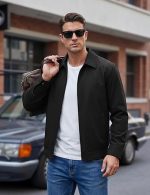 Men's Lightweight Jackets Full Zip Laydown Collar Windbreaker Jacket Casual Golf Light Coat with Pockets - Image 4