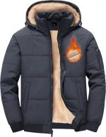 Men's Winter Jackets Waterproof Windproof Sherpa Lined Insulated Hooded Puffer Jacket Padded Coats