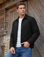 Men's Lightweight Jackets Full Zip Laydown Collar Windbreaker Jacket Casual Golf Light Coat with Pockets - Image 2