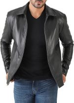 Classic Shirt Collar Leather Jacket Men - John Wick Style Real Lambskin Mens Leather Jacket