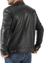 Classic Shirt Collar Leather Jacket Men - John Wick Style Real Lambskin Mens Leather Jacket - Image 3