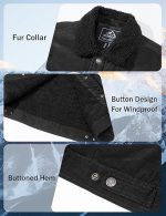 Men's Corduroy Fleece Cargo Jacket Winter Snap Button Lapel Sherpa Lined Trucker Cowboy Coat with 5 Pockets - Image 2