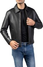 Jild Polo Collar Premium Leather Jacket Men - Old School Classic Style Everyday Wear Real Lambskin Mens Leather Jacket - Image 3