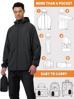 Men's Rain Jacket Windbreaker Waterproof Jacket Raincoat Cycling Running Hiking Gear Hood Lightweight Packable - Image 5