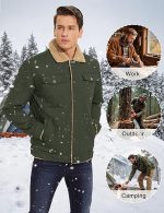 Men's Winter Work Jacket Cotton Shell Fleece Lined Warm Casual Cargo Coat Outdoor Utility Jackets for Men - Image 2
