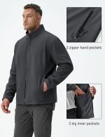 Men's Fleece Lined Softshell Jacket Lightweight Waterproof Windbreaker Zip Up Winter Rain Coat Tactical Hiking - Image 4