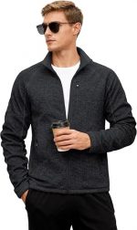 Men's Fleece Jackets Full Zip Up Lightweight Jacket Casual Stylish with Pockets for Outdoor Office - Image 3