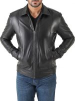 Classic Shirt Collar Leather Jacket Men - John Wick Style Real Lambskin Mens Leather Jacket - Image 4