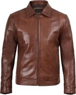 Decrum Vintage Style Mens Leather Jacket - Real Lambskin Classic Shirt Collar Leather Jackets for Men - Image 4