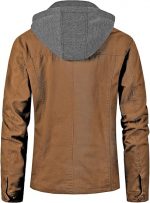 Men's Canvas Cotton Military Casual Field Jacket Outerwear With Removable Hood - Image 2