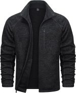 Men's Fleece Jackets Full Zip Up Lightweight Jacket Casual Stylish with Pockets for Outdoor Office