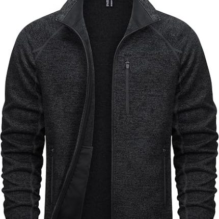 Men's Fleece Jackets Full Zip Up Lightweight Jacket Casual Stylish with Pockets for Outdoor Office